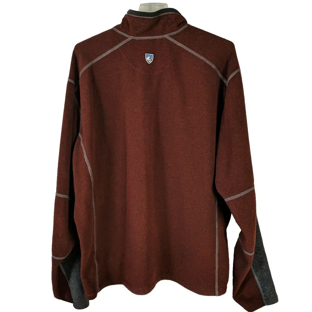 Kuhl Kashmira Quarter Zip Pullover Sweater Men Size XXL Burgundy Gray Shirt